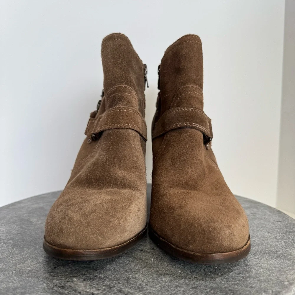 Gianni Bini Brown Suede Leather Marbess Ankle Booties 9.5